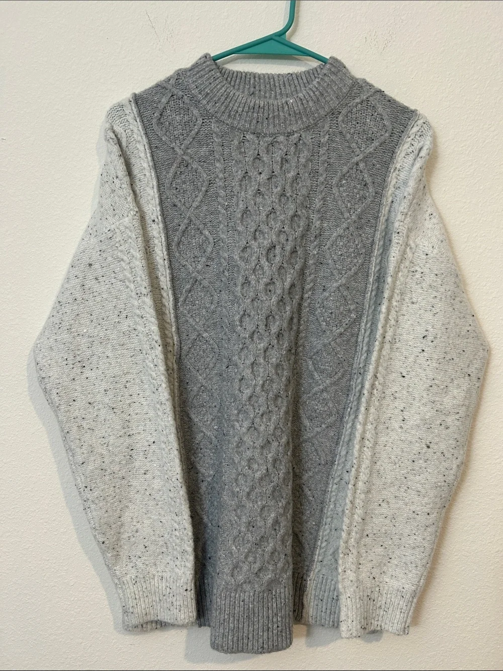 Universal Thread Gray Cable Knit Colorblock Sweater